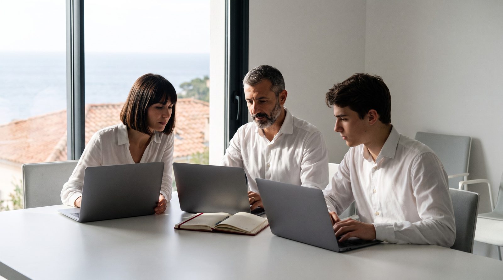 The Serenitech team, French and Italian engineers, in a Mediterranean office
